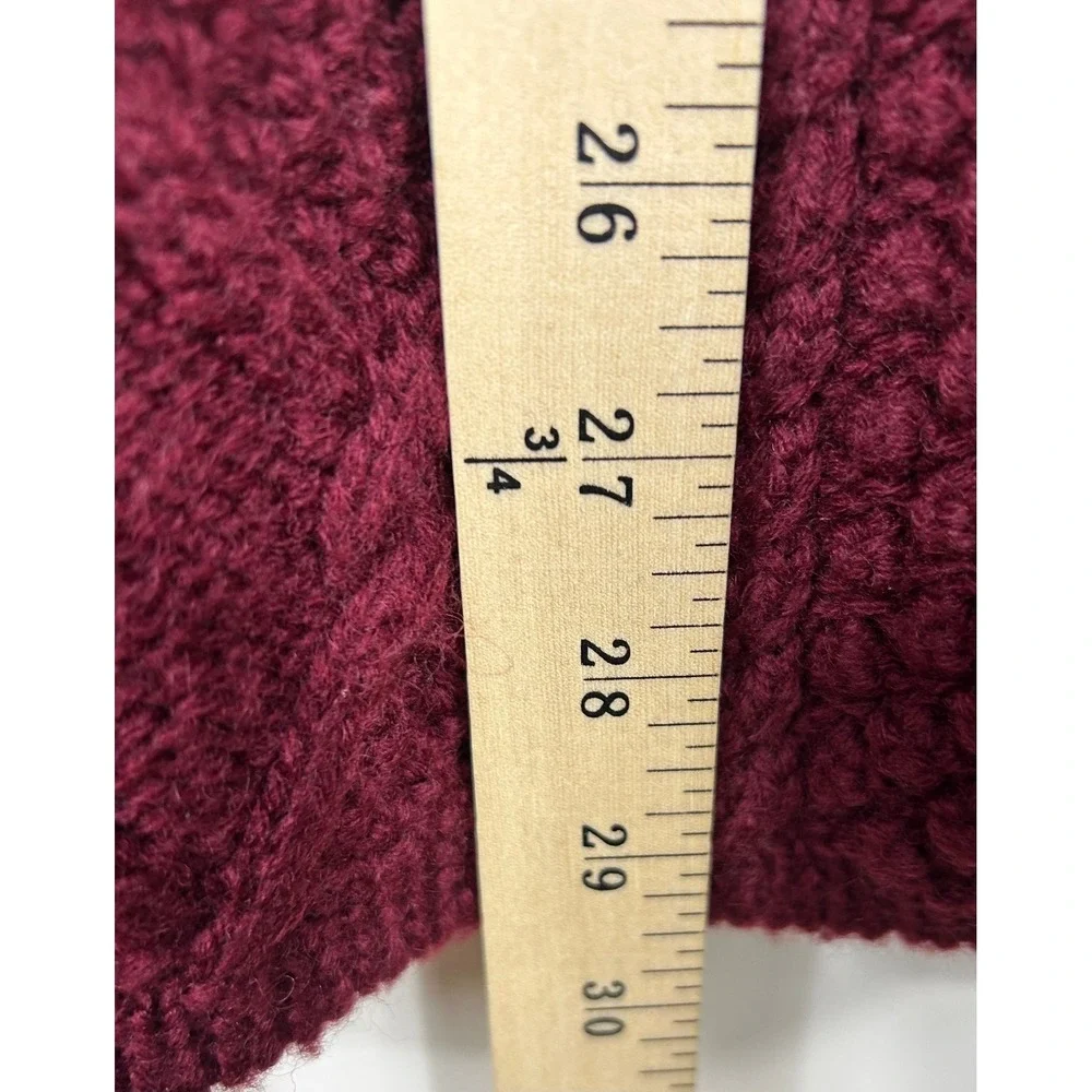 J. Crew Wool Cable Knit‎ Turtleneck Sweater Dress Women's M Burgundy Chunky Luxe